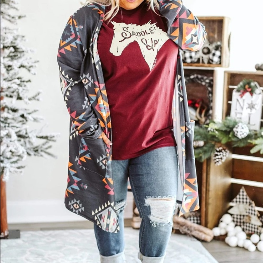 Charcoal Aztec Cardigan